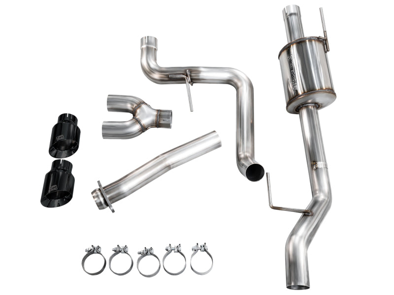 AWE Tuning 3015-33145 - AWE3015-33145 - AWE 21-25 Ford F150 (14th Gen Reg Cab) Cat-Back Exhaust - 4.5in Dual Side Exit Diamond Black Tips - Shipped in Europe - Tuningsupply.com