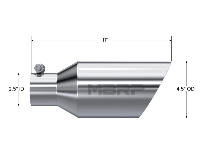 MBRP PT5161 - MBRPT5161 - MBRP Universal Tip 4.5 O.D. Dual Walled Angled Rolled End 2.5 Inlet 12in Length - T304 - Shipped in Europe - Tuningsupply.com