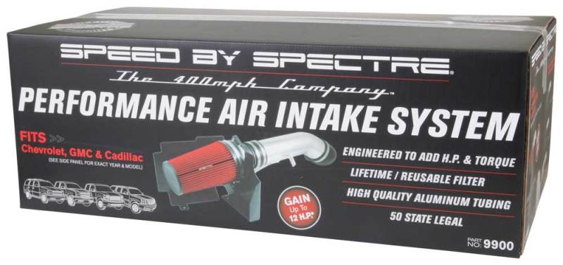 Spectre 9900 - SPE9900 - Spectre 99-07 GM Truck V8-4.8/5.3/6.0L F/I Air Intake Kit - Clear Anodized w/Red Filter - Shipped in Europe - Tuningsupply.com