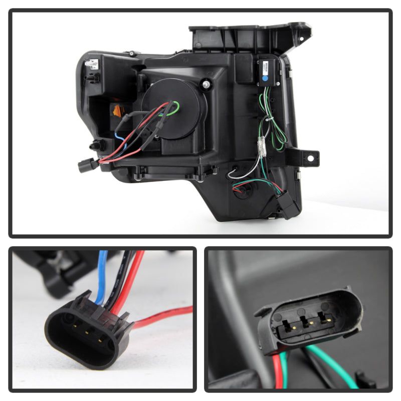 SPYDER 5077592 - SPY5077592 - Spyder Ford F150 09-14 Projector Headlights Halogen Model- Light Bar DRL Blk PRO-YD-FF15009-LBDRL-BK - Shipped in Europe - Tuningsupply.com
