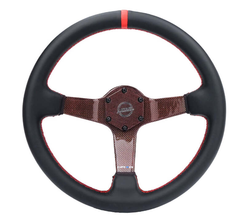 NRG RST-036CF-RD - NRGRST-036CF-RD - NRG Carbon Fiber Steering Wheel 350mm 3in Deep Red Carbon Fiber Red Stiching Red Center Mark Leather - Shipped in Europe - Tuningsupply.com
