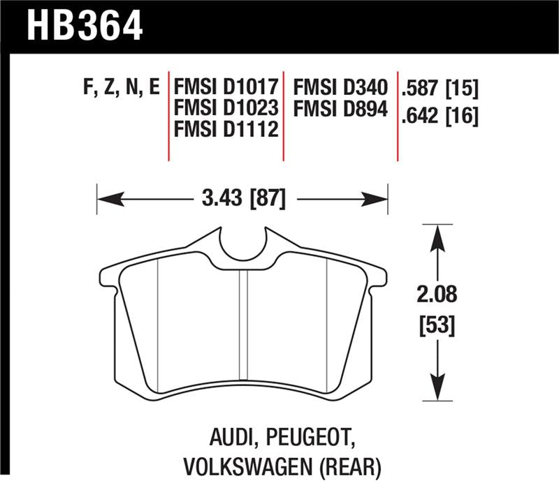 Hawk Performance KHB364N.587 - HAWKHB364N.587 - Hawk HP+ Street Brake Pads - Shipped in Europe - Tuningsupply.com