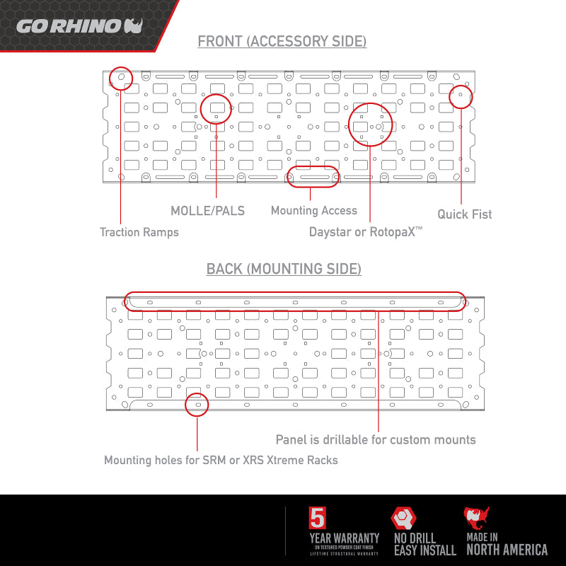 Go Rhino 5950020T - GOR5950020T - Go Rhino Rhino Accessory Gear Plate Kit - Shipped in Europe - Tuningsupply.com