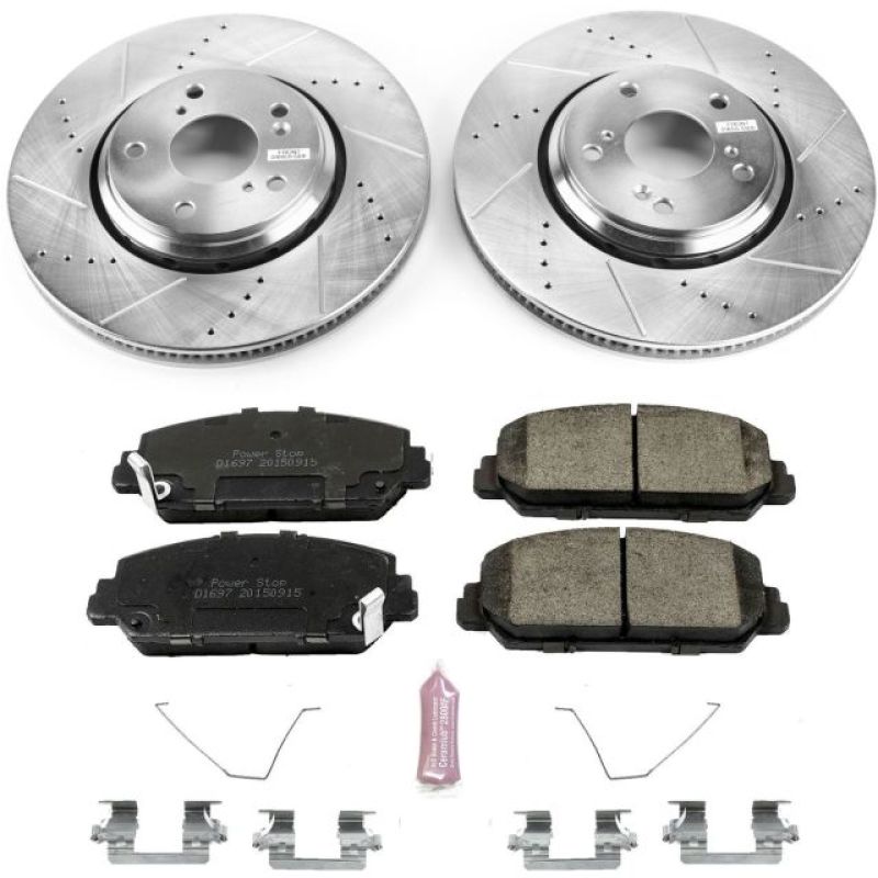 PowerStop K7347 - PSBK7347 - Power Stop 17-20 Honda Civic Front Z23 Evolution Sport Brake Kit - Shipped in Europe - Tuningsupply.com