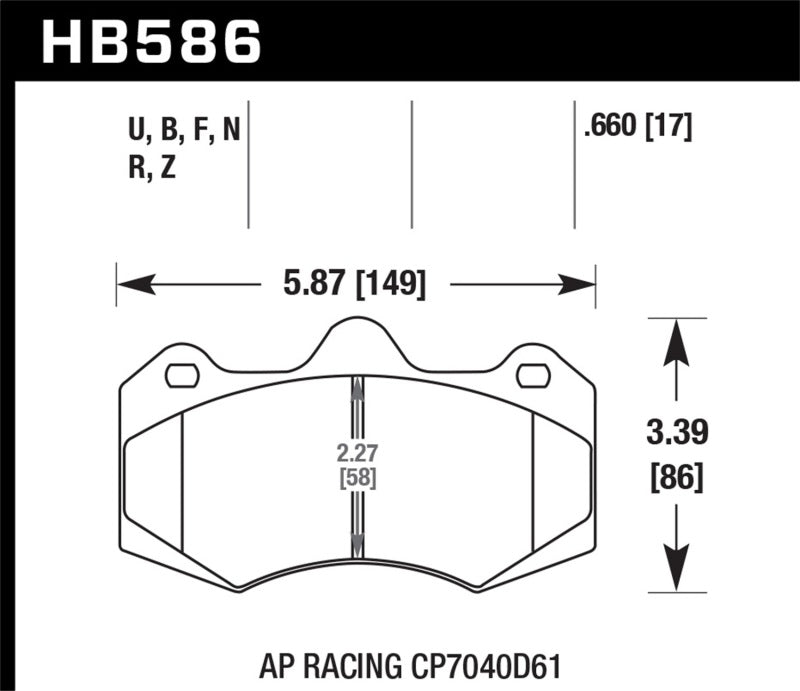 Hawk Performance KHB586U.660 - HAWKHB586U.660 - Hawk AP Racing CP7040 DTC-70 Race Brake Pads - Shipped in Europe - Tuningsupply.com