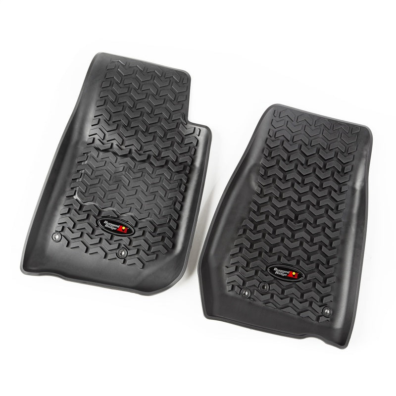 Rugged Ridge 12920.03 - RUG12920.03 - Rugged Ridge Floor Liner Front Black 2007-2018 Jeep Wrangler Unlimited JK 4 Dr - Shipped in Europe - Tuningsupply.com