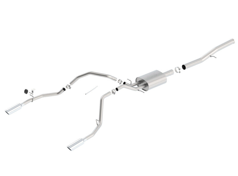 Borla 140572 - BOR140572 - Borla 14 Silv/Sierra 1500 EC Std/CC Short 143.5in WB ATAK Single Split Rear Exit Cat-Back Exhaust - Shipped in Europe - Tuningsupply.com