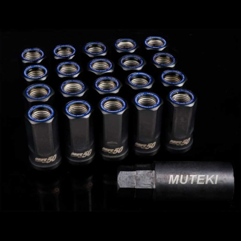 Wheel Mate HR5007BU - WHMHR5007BU - Wheel Mate Muteki HR50 Open End Lug Nuts - Black w/ Blue Ring 14x1.50 - Shipped in Europe - Tuningsupply.com