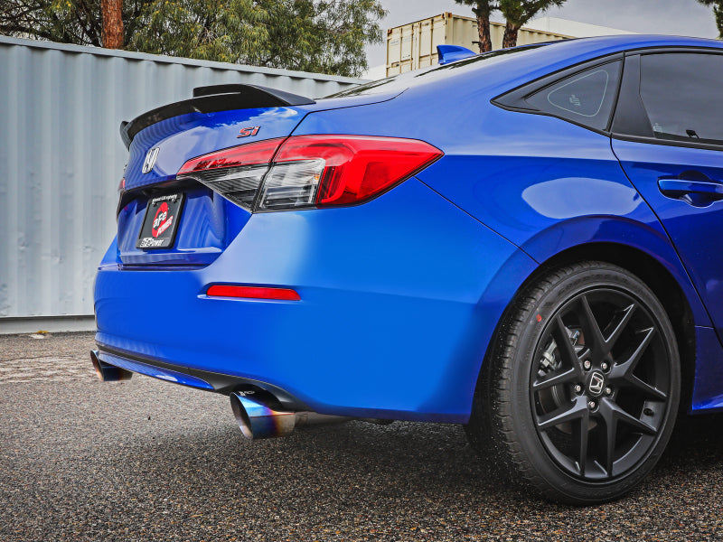 aFe 49-36630-L - AFE49-36630-L - aFe POWER Takeda 22-23 Honda Civic Si I4-1.5L (t) 2.5in to 3in 304 SS CB Exhaust - Blue Flame Tips - Shipped in Europe - Tuningsupply.com