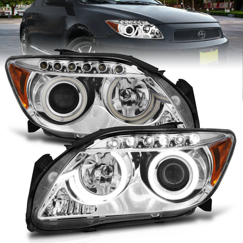 ANZO 121120 - ANZ121120 - ANZO 2005-2010 Scion Tc Projector Headlights w/ Halo Chrome (CCFL) - Shipped in Europe - Tuningsupply.com