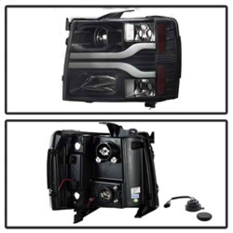 SPYDER 5083609 - SPY5083609 - Spyder Chevy Silverado 1500 07-13 Version 3 Projector Headlights - Black PRO-YD-CS07V3-LBDRL-BK - Shipped in Europe - Tuningsupply.com