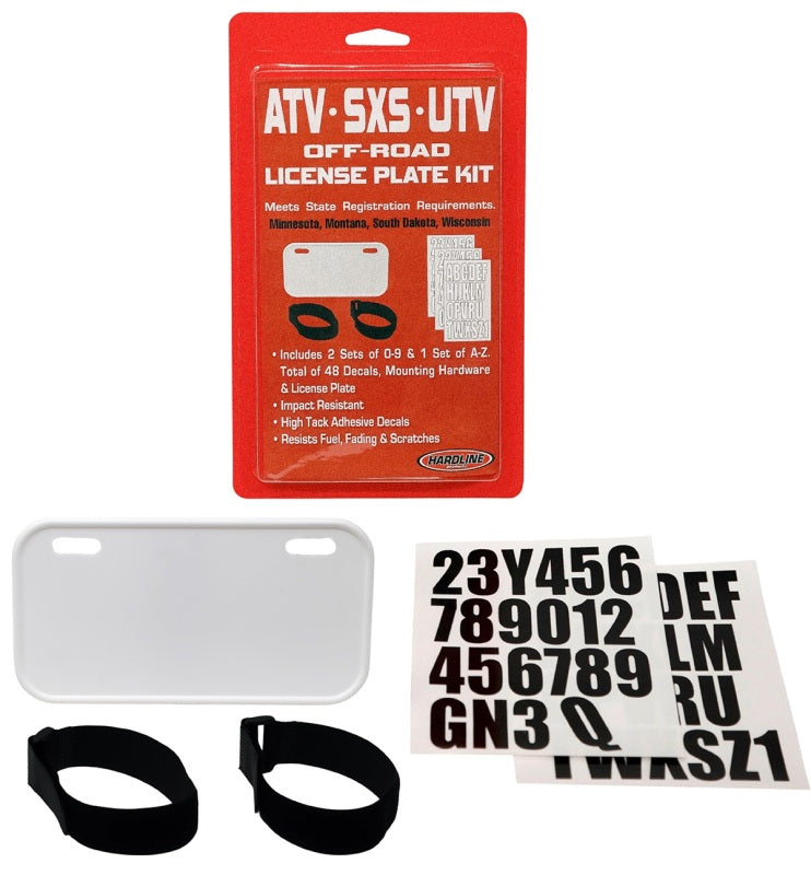 Hardline 2340W-S - HRL2340W-S - Hardline ATV/UTV License Plate Kit- Hook/Loop- White - Shipped in Europe - Tuningsupply.com