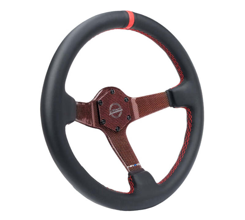 NRG RST-036CF-RD - NRGRST-036CF-RD - NRG Carbon Fiber Steering Wheel 350mm 3in Deep Red Carbon Fiber Red Stiching Red Center Mark Leather - Shipped in Europe - Tuningsupply.com