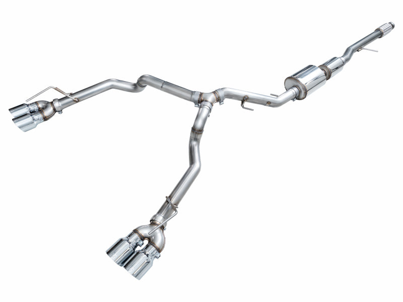 AWE Tuning 3015-42007 - AWE3015-42007 - AWE Tuning 2021+ GMC Suburban/Yukon XL 5.3L 0FG Split Rear Exit Catback - Quad Chrome Silver Tips - Shipped in Europe - Tuningsupply.com