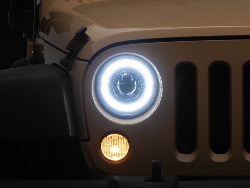 Raxiom J211420 - RAXJ211420 - Raxiom 07-08 Jeep Wrangler JK Hi Output LED Headlights/Angel Eye DRL- Black Housing- Clear Lens - Shipped in Europe - Tuningsupply.com