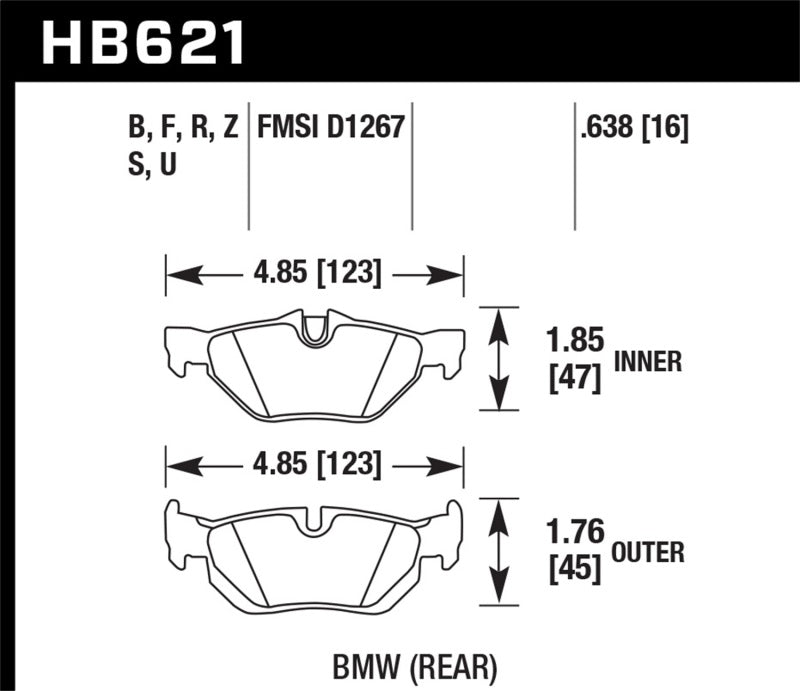 Hawk Performance KHB621F.638 - HAWKHB621F.638 - Hawk 08-11 BMW 128i / 10 BMW 323i / 07-11 BMW 328i / 07-11 BMW 328XI HPS Street Rear Brake Pads - Shipped in Europe - Tuningsupply.com
