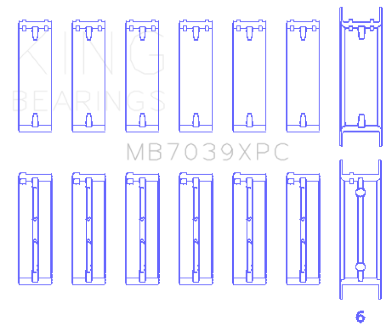 King Engine Bearings GMB7039XPC - KINGMB7039XPC - King Engine Bearings BMW M20/M50 2.0L/2.5L/2.7L Crankshaft Main Bearings Set - 7 Pairs Coated - Shipped in Europe - Tuningsupply.com