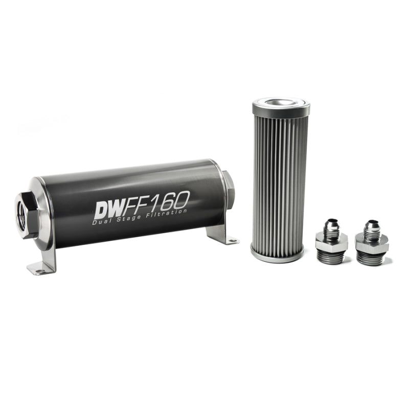 DeatschWerks 8-03-160-010K-6 - DWK8-03-160-010K-6 - DeatschWerks Stainless Steel 6AN 10 Micron Universal Inline Fuel Filter Housing Kit (160mm) - Shipped in Europe - Tuningsupply.com