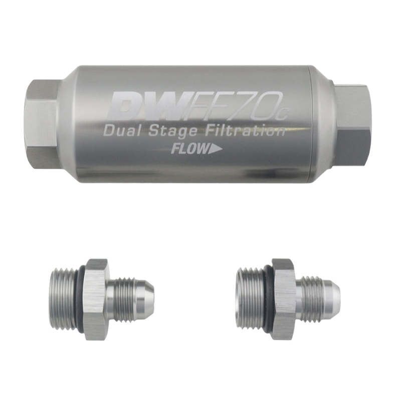 DeatschWerks 8-03-70C-010K-6 - DWK8-03-70C-010K-6 - DeatschWerks 6AN 10 Micron 70mm Compact In-Line Fuel Filter Kit - Shipped in Europe - Tuningsupply.com
