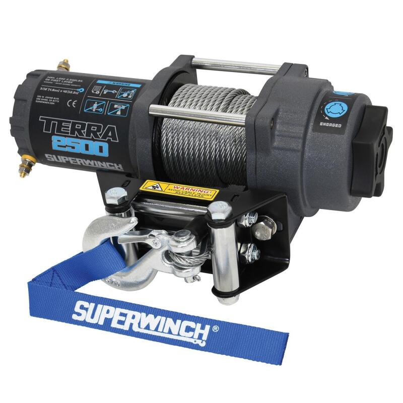 Superwinch 1125260 - SUW1125260 - Superwinch 2500 LBS 12V DC 3/16in x 40ft Steel Rope Terra 2500 Winch - Gray Wrinkle - Shipped in Europe - Tuningsupply.com