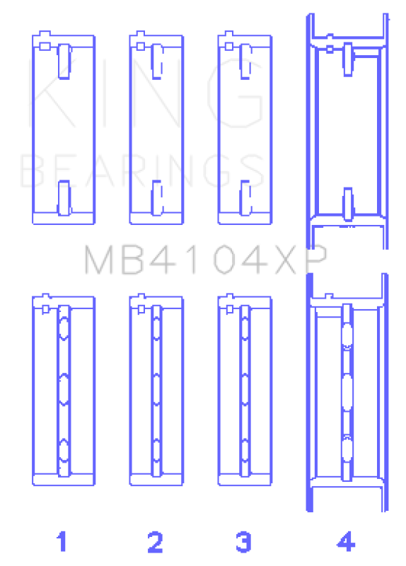 King Engine Bearings GMB4104XPSTDX - KINGMB4104XPSTDX - King Engine Bearings Nissan VG30DE/VG30DETT Performance Main Bearing Set - Size STDX - Shipped in Europe - Tuningsupply.com