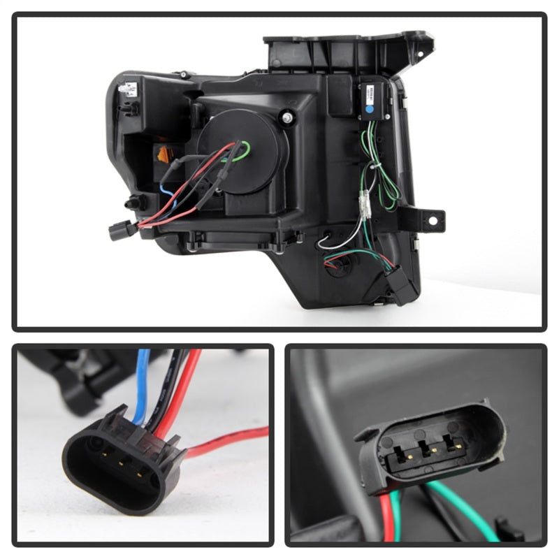 SPYDER 5077592 - SPY5077592 - Spyder Ford F150 09-14 Projector Headlights Halogen Model- Light Bar DRL Blk PRO-YD-FF15009-LBDRL-BK - Shipped in Europe - Tuningsupply.com
