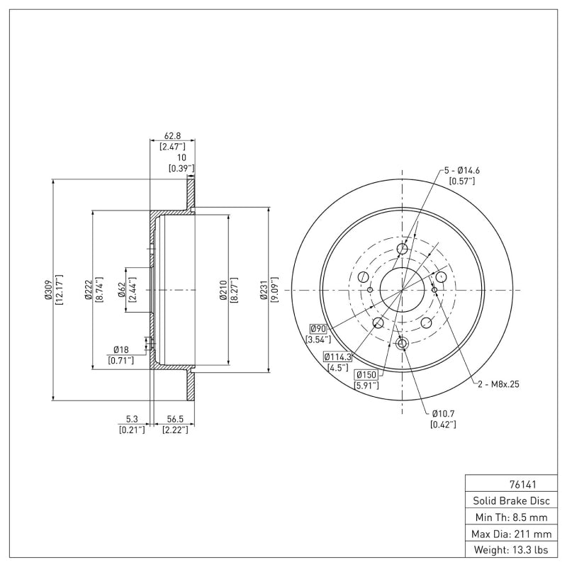 DFC 600-76141 - DFC600-76141 - DFC 10-20 Lexus RX450h Rear Brake Rotor - Shipped in Europe - Tuningsupply.com