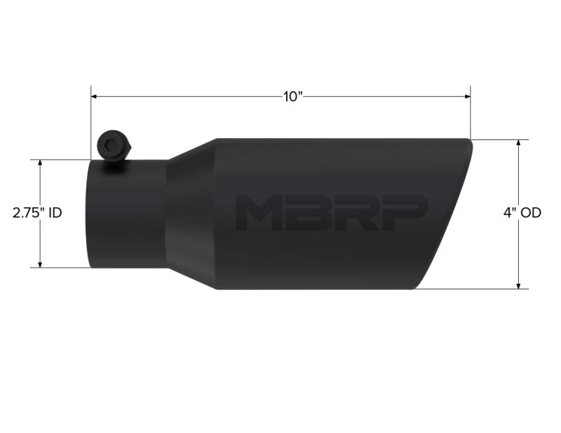 MBRP PT5157BLK - MBRPT5157BLK - MBRP Universal Angled Rolled End Tip 4in OD / 2-3/4in Inlet / 10in Length - Black - Shipped in Europe - Tuningsupply.com