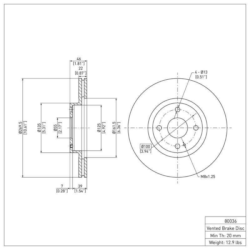 DFC 600-80036 - DFC600-80036 - DFC 01-05 Mazda Miata Front Brake Rotor - Shipped in Europe - Tuningsupply.com