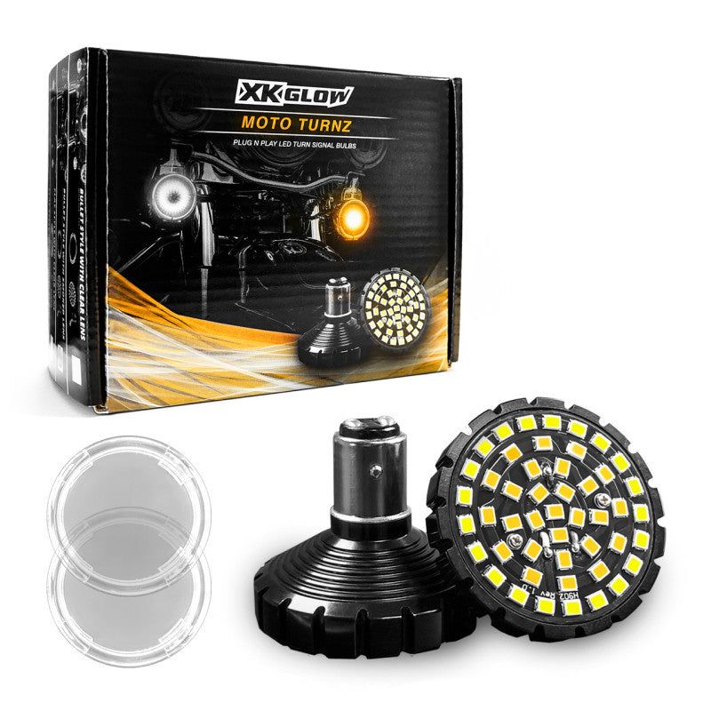 XKGLOW XK1157B-WA-C - XKGXK1157B-WA-C - XK Glow Motorcycle Front LED Turn Signal Kit - Bullet Style Clear Lenses - Shipped in Europe - Tuningsupply.com