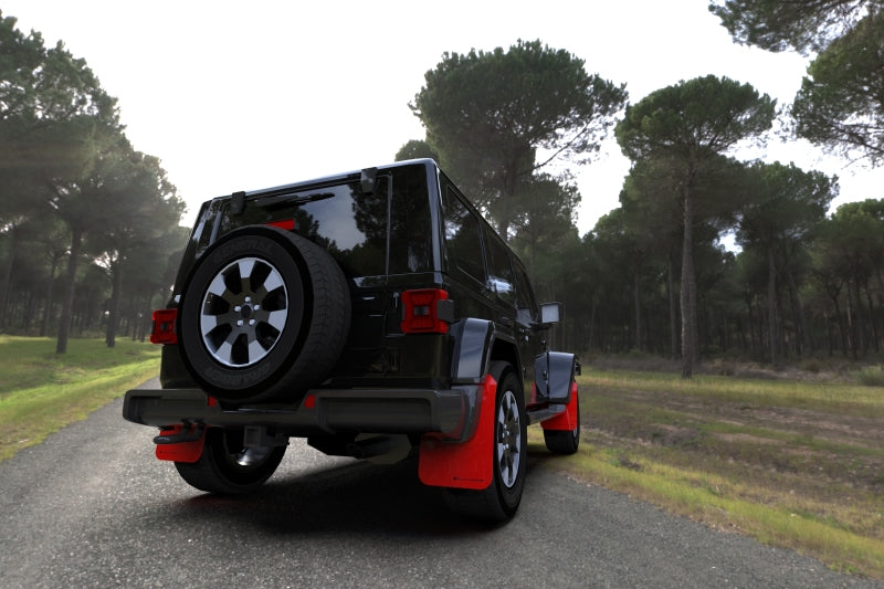 Rally Armor MF54-UR-RD/BLK - RALMF54-UR-RD/BLK - Rally Armor 18-25 Jeep JL Wrangler Red UR Mud Flap w/Black Logo - Shipped in Europe - Tuningsupply.com