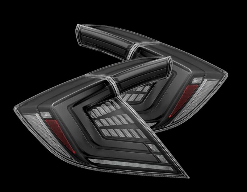 AlphaRex 676000 - ARX676000 - AlphaRex 16-21 Honda Civic Hatchback/ Type-R FK8 Nova-Series LED Tail Lights (Pair) - Alpha Black - Shipped in Europe - Tuningsupply.com