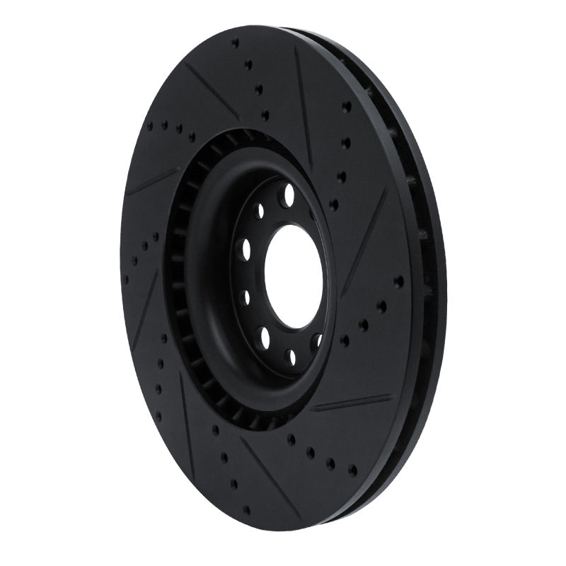 R1 Concepts 633-16012L - RNC633-16012L - R1 2017-2025 Alfa Romeo Stelvio Front Left Drilled & Slotted Black Brake Rotor - Shipped in Europe - Tuningsupply.com