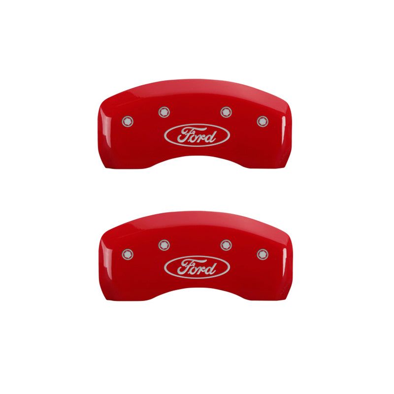 MGP 10220SFRDRD - MGP10220SFRDRD - MGP 4 Caliper Covers Engraved Front & Rear Oval logo/Ford Red finish silver ch - Shipped in Europe - Tuningsupply.com