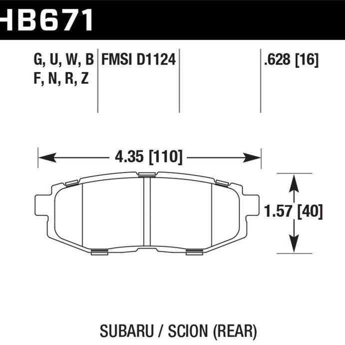 Hawk Performance KHB671D.628 - HAWKHB671D.628 - Hawk 13-16 Scion FR-S 2.0L Base OE Incl. Clips Shims Rear ER-1 Brake Pads - Shipped in Europe - Tuningsupply.com