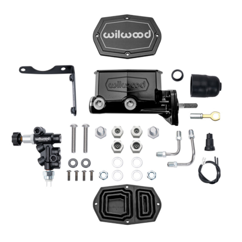 Wilwood 261-16796-BK - WIL261-16796-BK - Wilwood Mopar Compact Tandem Master Cylinder Kit w/ Combination Valve & Pushrod 15/16in Bore - Black - Shipped in Europe - Tuningsupply.com