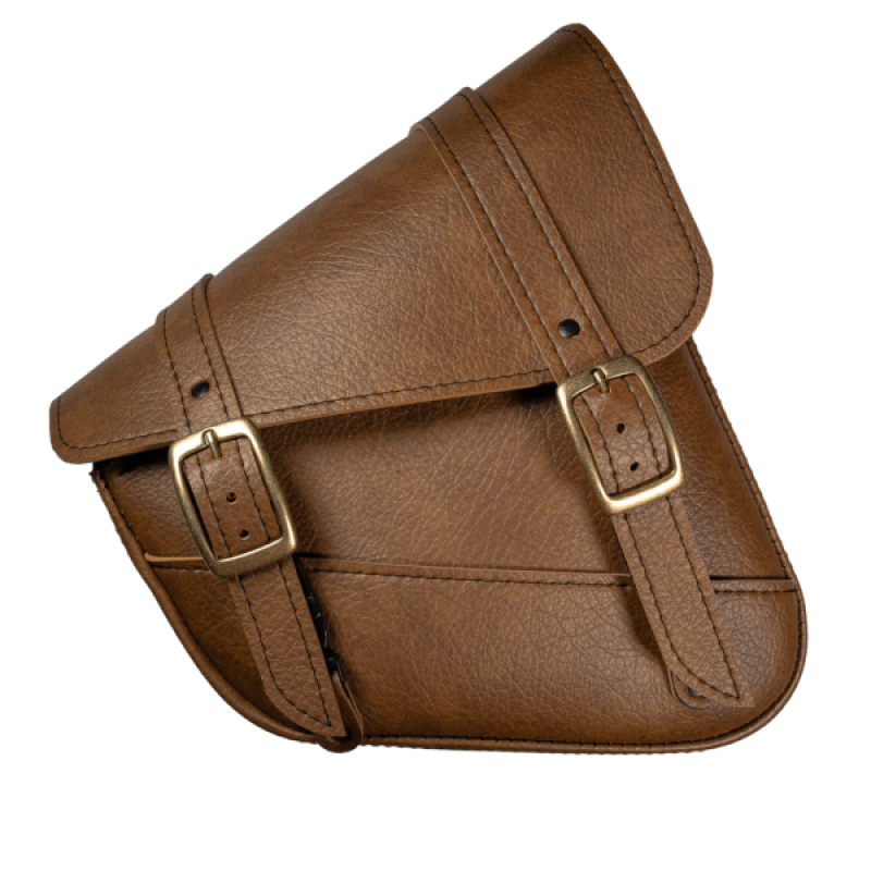 Willie & Max 59773-08 - WAM59773-08 - Willie & Max HD Sportsters, Custom Hard Tails Brass Monkey Swingarm Bag Dual Shock - Warm Brown - Shipped in Europe - Tuningsupply.com
