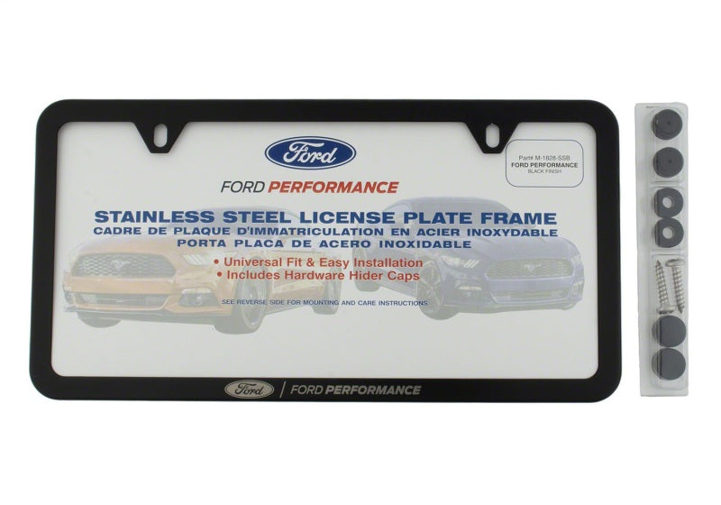 Ford Racing M-1828-SSB - FRPM-1828-SSB - Ford Racing Ford Performance Slim License Plate Frame - Black Stainless Steel - Shipped in Europe - Tuningsupply.com