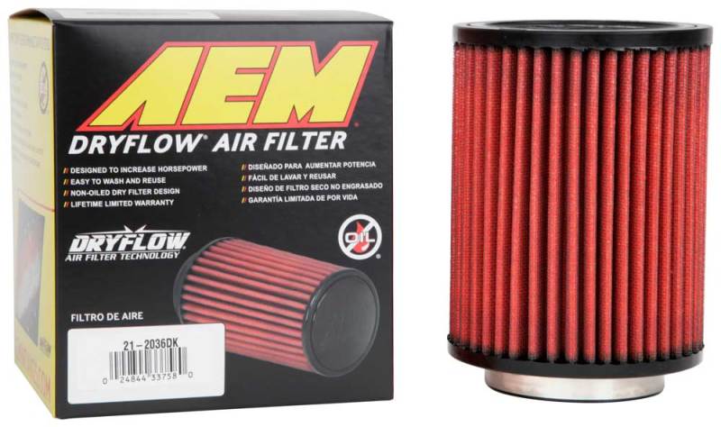 AEM Induction 21-2036DK - AEM21-2036DK - AEM Air Filter, 3inFLG/ 5inOD/ 6-1/2inH Dry Flow - Shipped in Europe - Tuningsupply.com