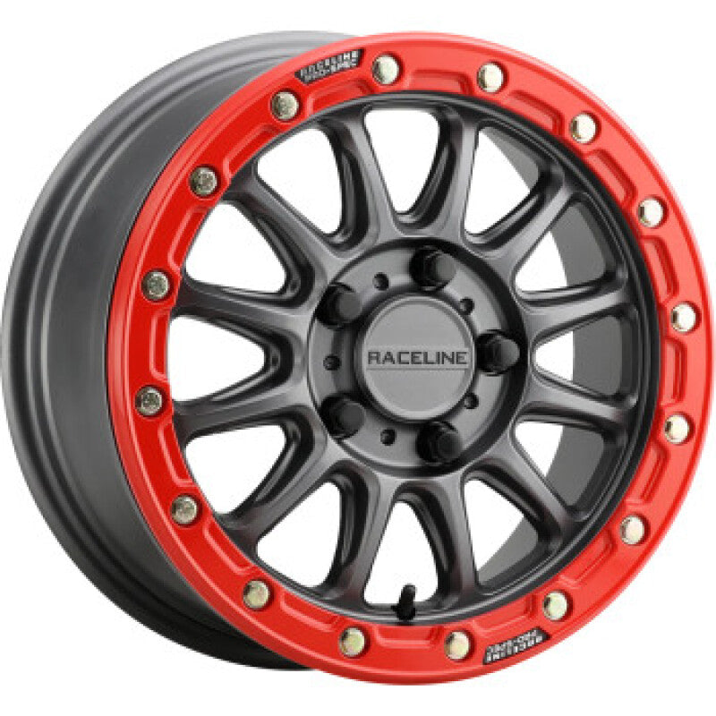 Raceline A14GR-57056+10 - RCLA14GR-57056+10 - Raceline A14GR Alpha 15x7in/4x156 BP/10mm Offset/132.5mm Bore - Gunmetal & Red Ring Beadlock Wheel - Shipped in Europe - Tuningsupply.com