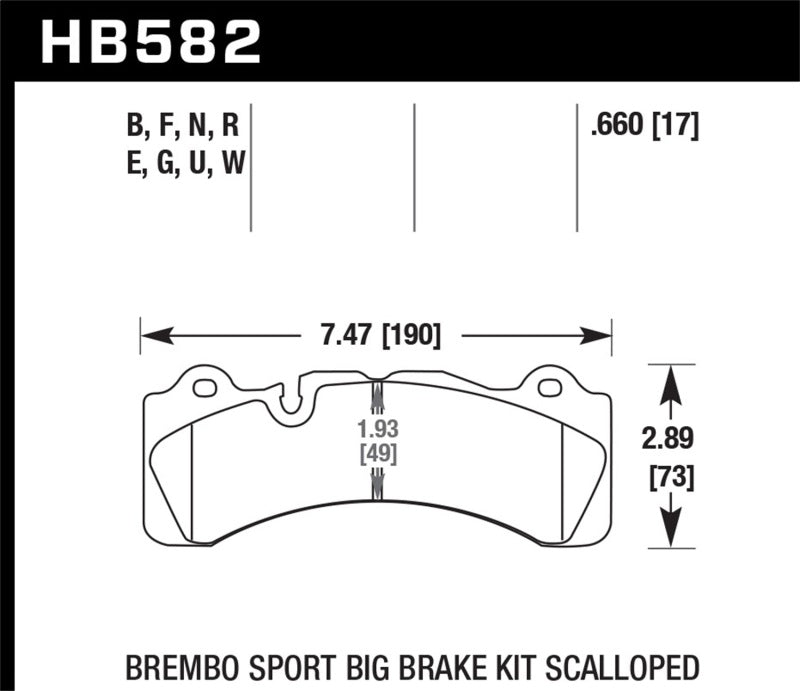 Hawk Performance KHB582G.660 - HAWKHB582G.660 - Hawk Brembo Scallped DTC-60 Race Brake Pads - Shipped in Europe - Tuningsupply.com