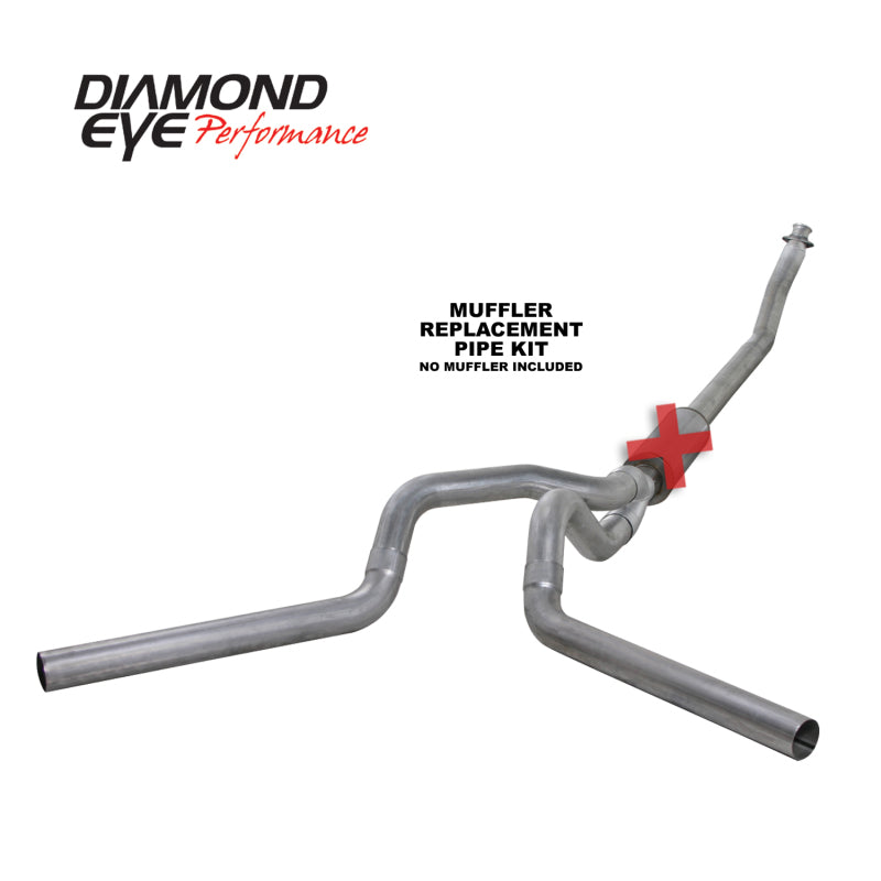 Diamond Eye Performance - DEPK4214A-RP - Diamond Eye KIT 4in Turbo Back MFLR RPLCMENT PIPE DUAL AL: 94-02 DODGE CUMMINS 5.9L - Shipped in Europe - Tuningsupply.com