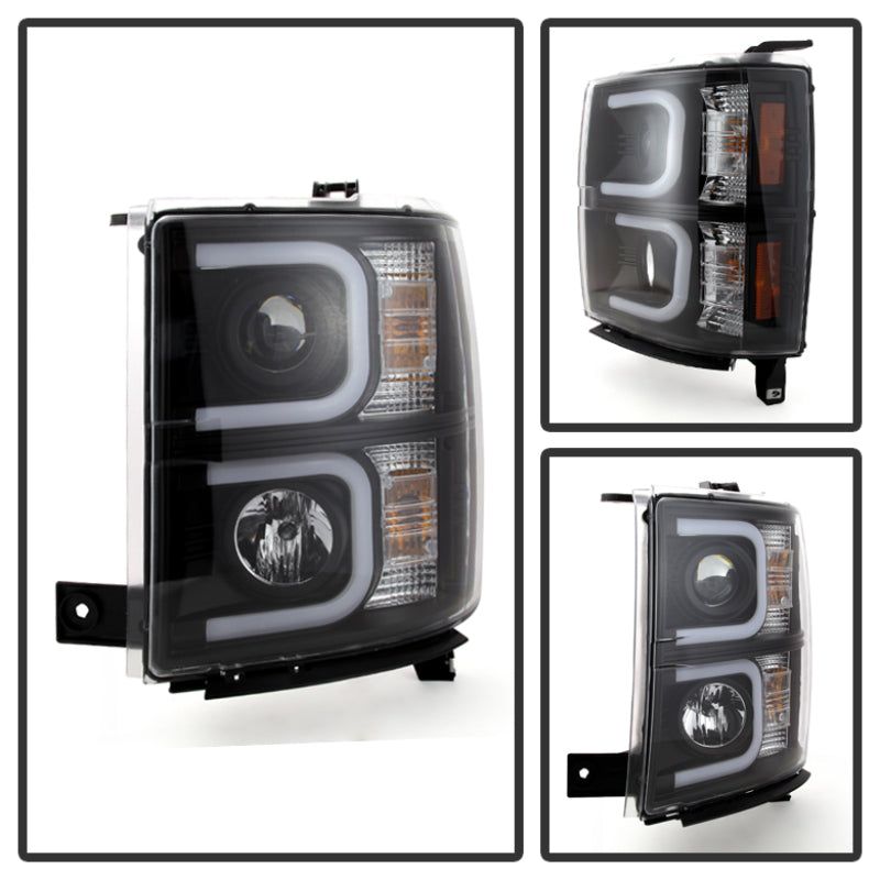 SPYDER 5079473 - SPY5079473 - Spyder Chevy Silverado 1500 14-16 Projector Headlights Light Bar DRL Blk PRO-YD-CS14-LBDRL-BK - Shipped in Europe - Tuningsupply.com