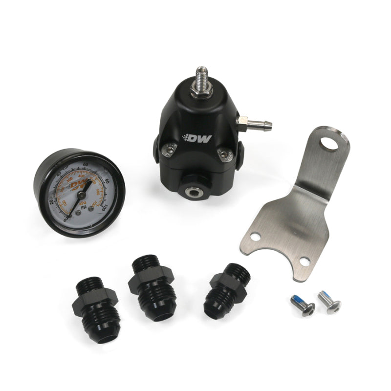 DeatschWerks 6-1002-FRB-86 - DWK6-1002-FRB-86 - DeatschWerks DWR1000C AFPR + Pressure Gauge + 6AN & 8AN fittings - Anodized Black - Shipped in Europe - Tuningsupply.com