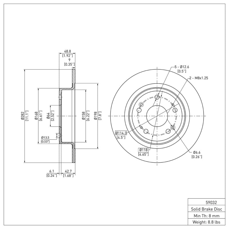 DFC 600-59032 - DFC600-59032 - DFC 05-22 Acura TSX Rear Brake Rotor - Shipped in Europe - Tuningsupply.com