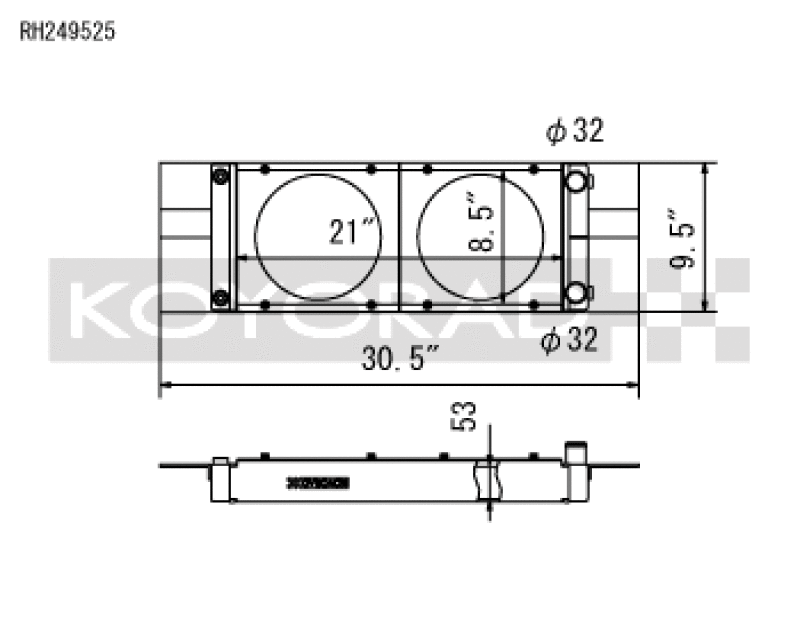 Koyo RH249525 - KOYRH249525 - Koyo Honda Universal Pocket Radiator - Shipped in Europe - Tuningsupply.com