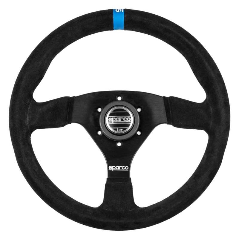 SPARCO 015R383PSNLOGO - SPA015R383PSNLOGO - Sparco Steering Wheel 383 Suede Black w/ Logo - Shipped in Europe - Tuningsupply.com