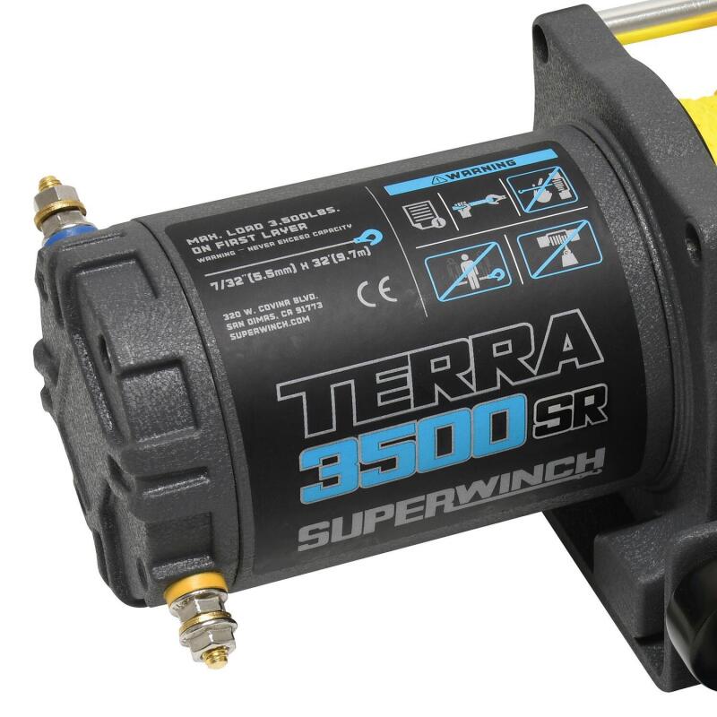 Superwinch 1135270 - SUW1135270 - Superwinch 3500 LBS 12V DC 7/32in x 32ft Synthetic Rope Terra 3500SR Winch - Gray Wrinkle - Shipped in Europe - Tuningsupply.com