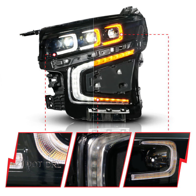 ANZO 111636X-L - ANZ111636X-L - ANZO 21-23 Chevy Tahoe/Suburban LED Light Bar Style Headlights Black w/ Sequential DRL (Left Side) - Shipped in Europe - Tuningsupply.com