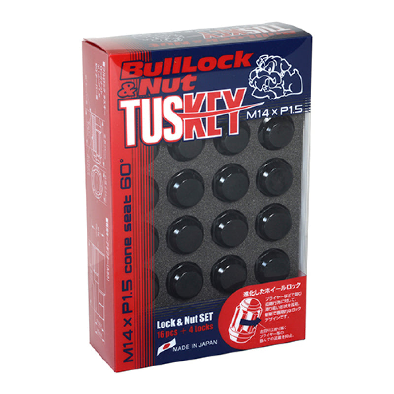 Project Kics WT0600B - PJKWT0600B - Project Kics 16 LUGS + 4 LOCKS Tuskey Black Bullock And Nut Set - 14X1.50 - Shipped in Europe - Tuningsupply.com